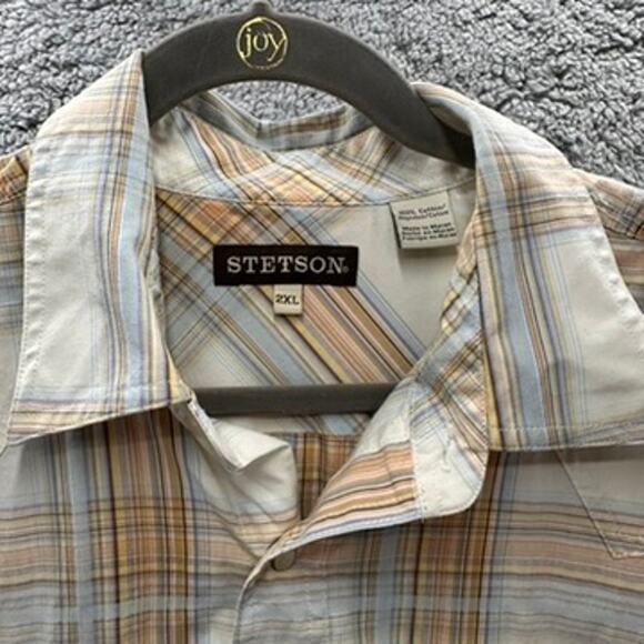 Stetson Men's 2XL Pearl Snap Western Shirt Long Sleeves Pointed Flap Pocket - Picture 4 of 11
